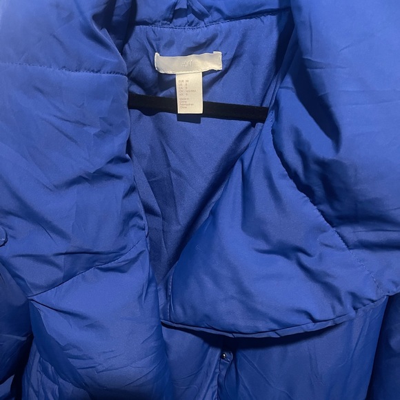 H&M Studio Collection Royal Blue Puffer Coat size 8 - Picture 4 of 6